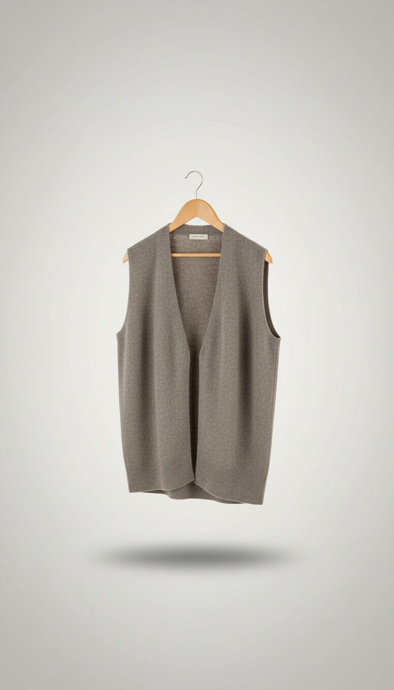 Grey Cashmere Gilet Subtle Branding