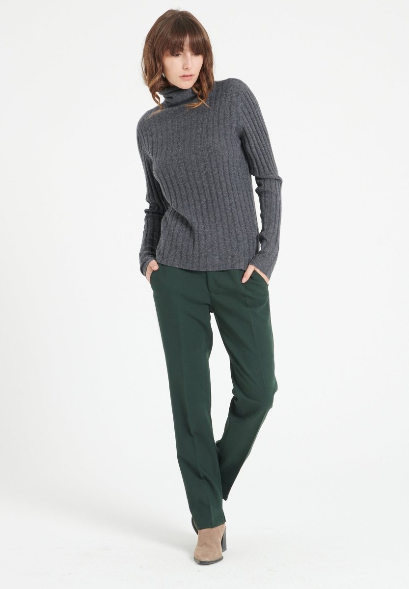 Pull col roulé femme en cachemire gris anthracite - LILLY 15