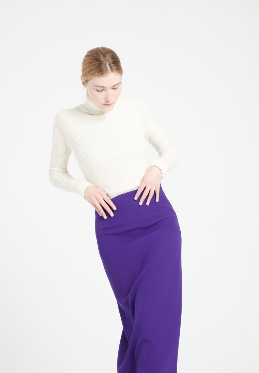 Pull col roulé femme en cachemire blanc écru - MIA 5