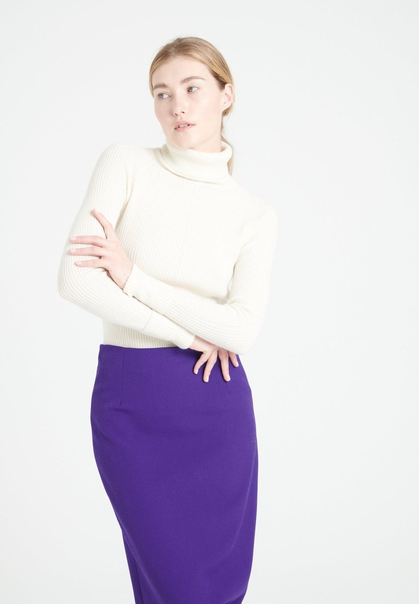 Pull col roulé femme en cachemire blanc écru - MIA 5
