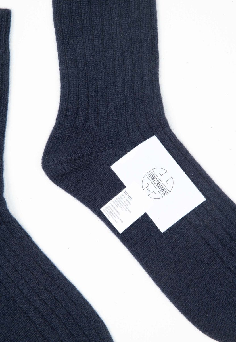 Chaussettes homme en cachemire 4 fils bleu marine - UNI 13