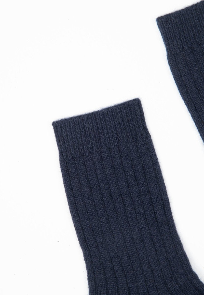 Chaussettes homme en cachemire 4 fils bleu marine - UNI 13