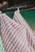 Bandana femme en cachemire imprimé blanc écru & violet - UNI 7